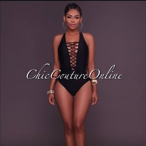 Black Lace Up Multi-Way Swimsuit